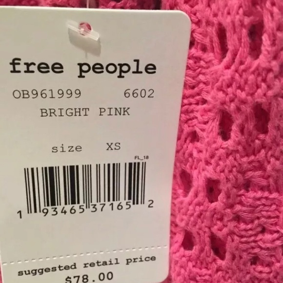 Free People Home Run Cotton Crochet Cropped Sweater XS NWT - Picture 7 of 7